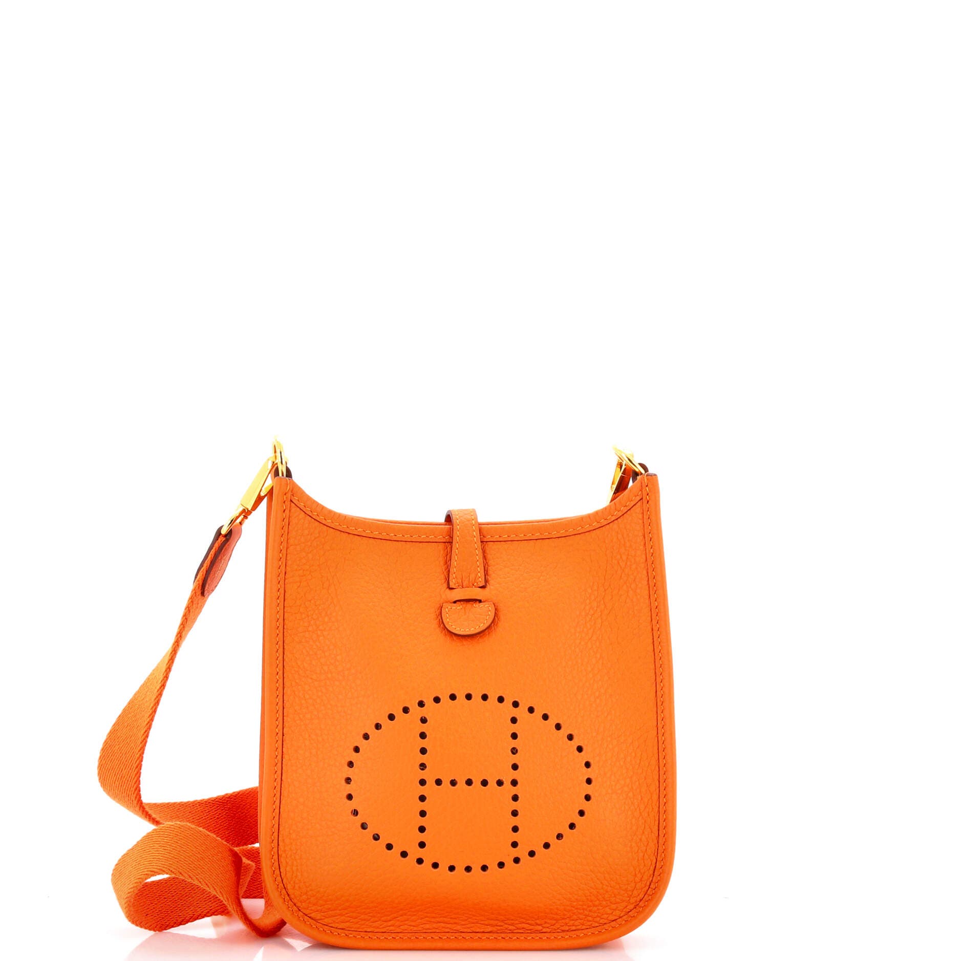 Pre-Owned Hermes Evelyne Bag Gen III Clemence TPM, Main, color, Orange Minium