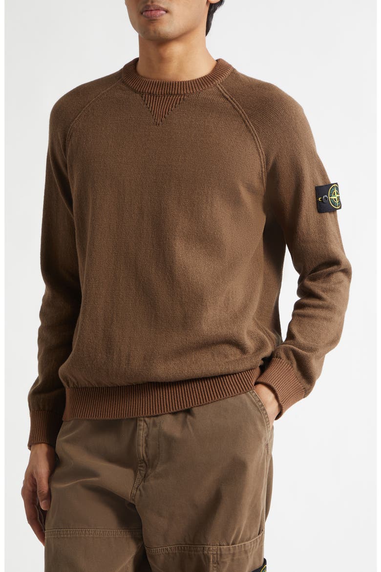 Compass Logo Patch Organic Cotton Crewneck Sweatshirt, Alternate, color, UMBER