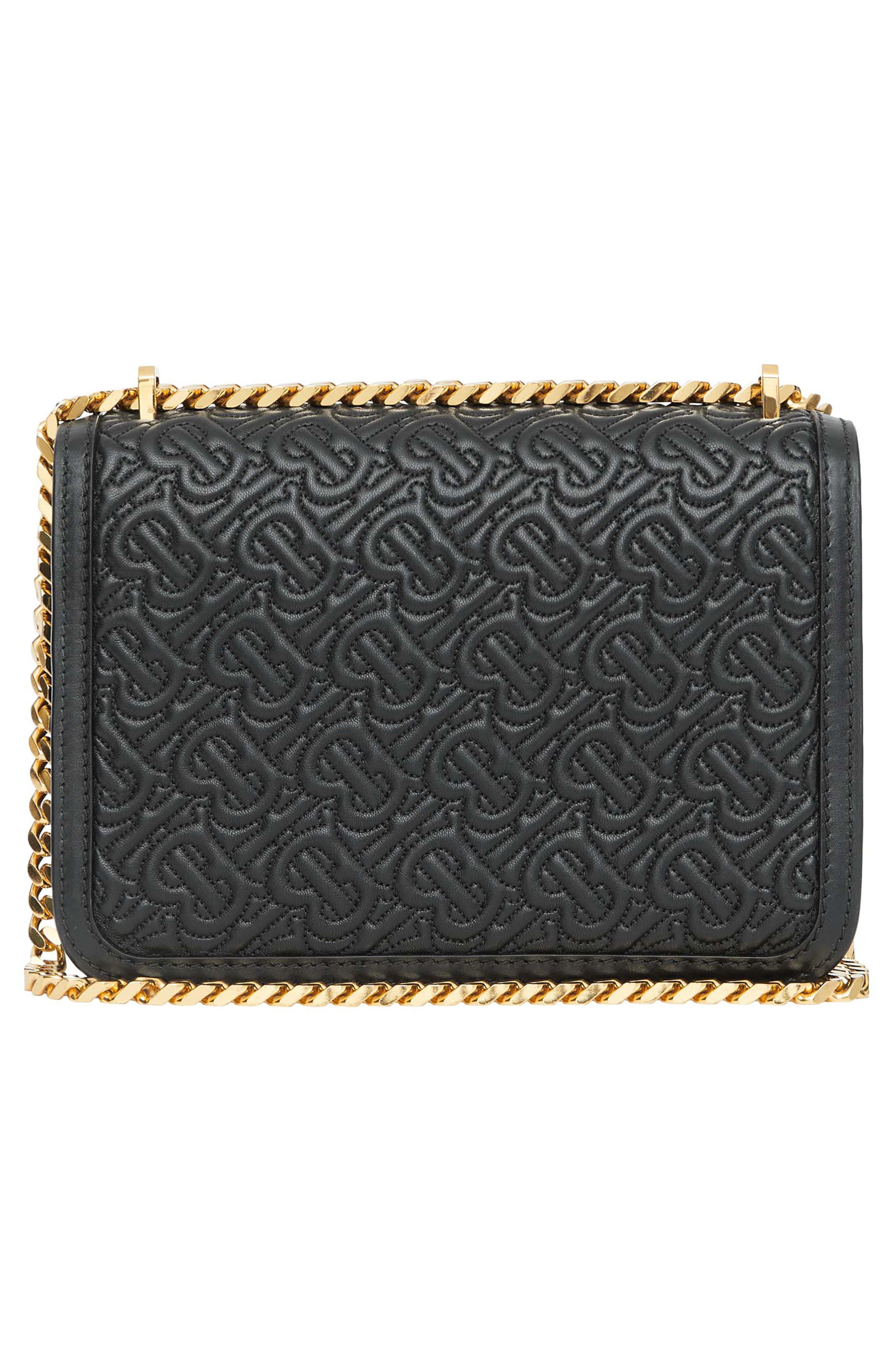 Small TB Monogram Quilted Lambskin Bag, Alternate, color, BLACK