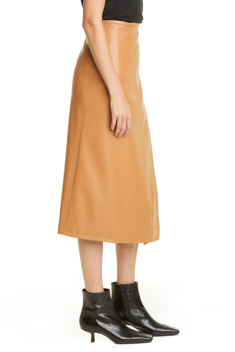 Vega Faux Leather Wrap Skirt, Alternate, color, TOFFEE