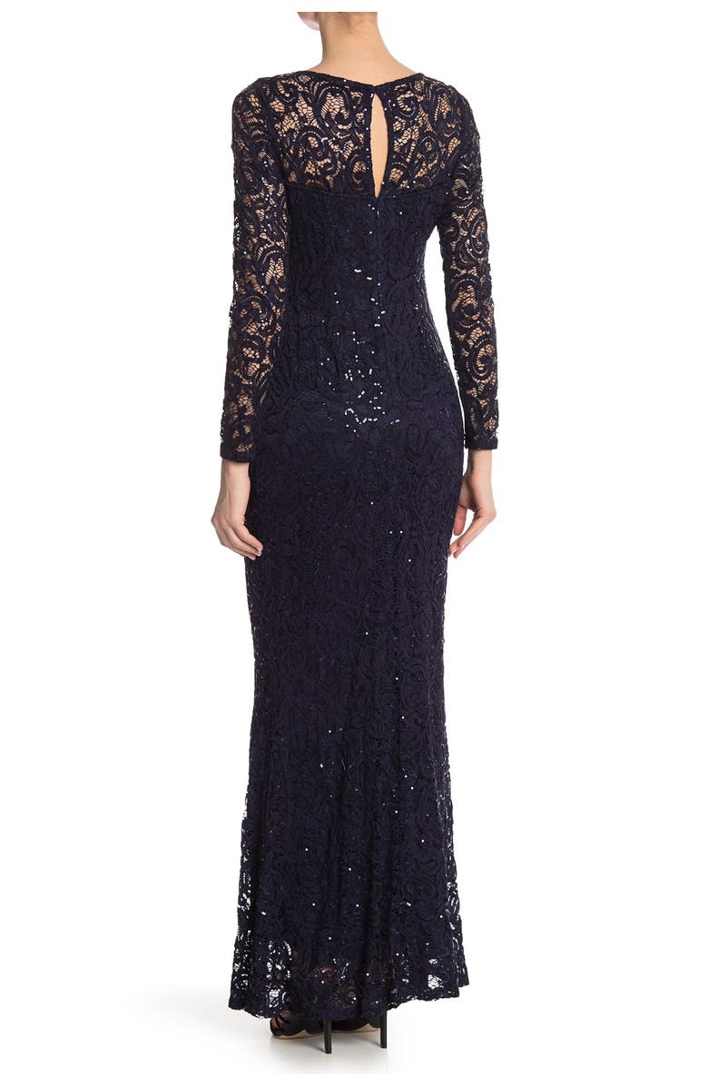 Sequin Lace Long Sleeve Gown