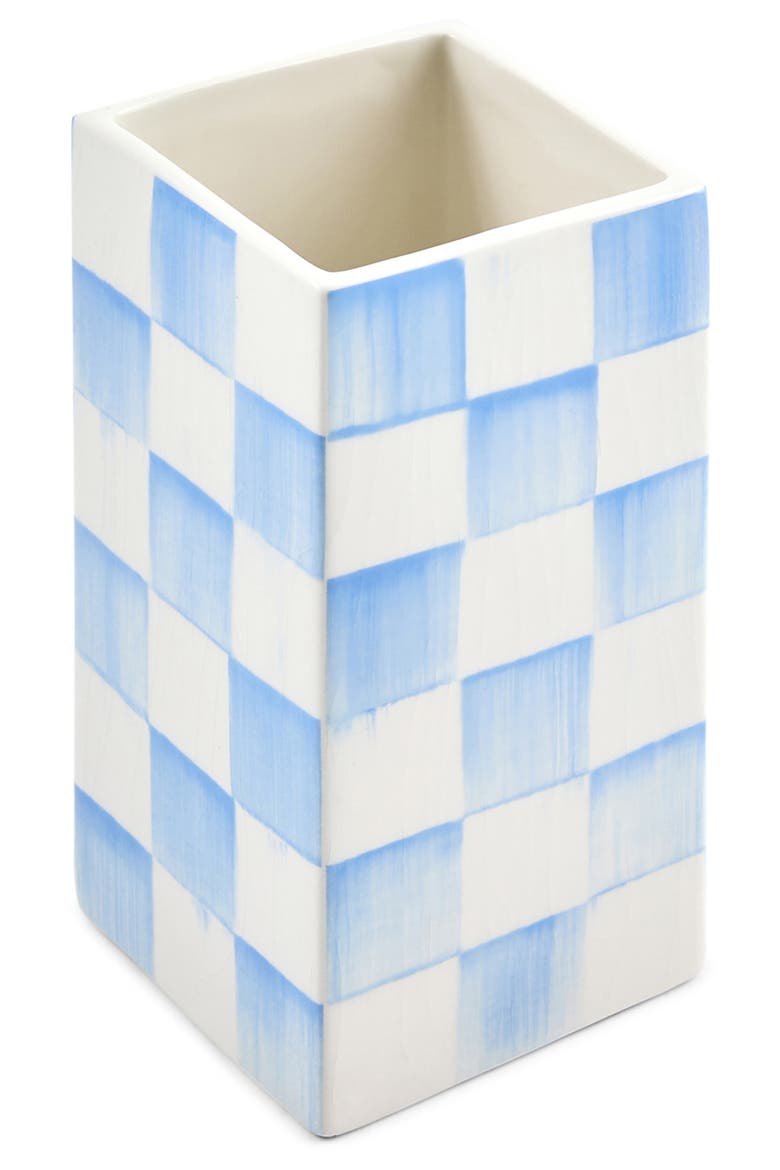 Sky Check Small Pillar Vase, Alternate, color, BLUE