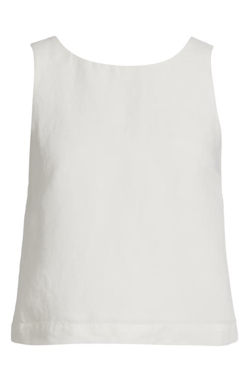 French Connection Birdie Tie Back Cutout Linen Blend Tank In 10-summer White