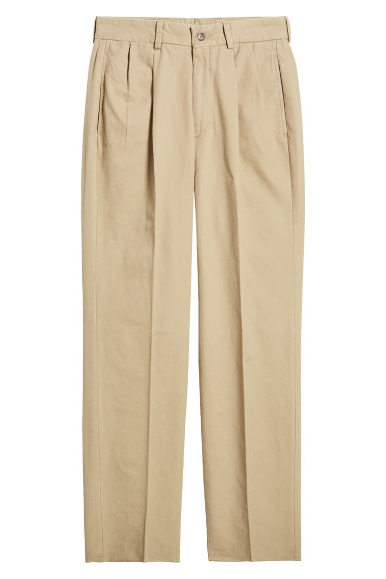 Charleston Pleated Canvas Chinos, Alternate, color, KHAKI