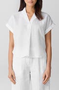 Eileen Fisher Notched Collar Organic Linen Top