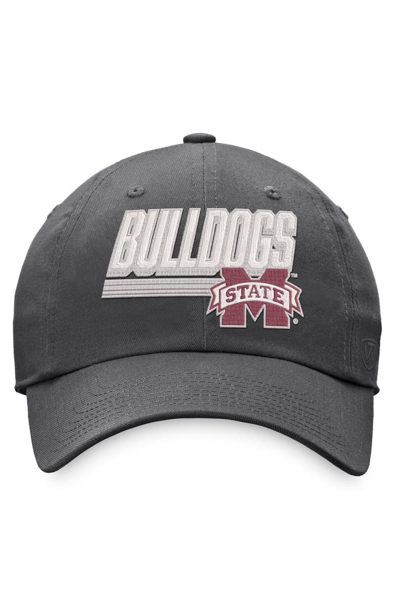 TOP OF THE WORLD Men's Top of the World Charcoal Mississippi State Bulldogs Slice Adjustable Hat, Alternate, color, Charcoal