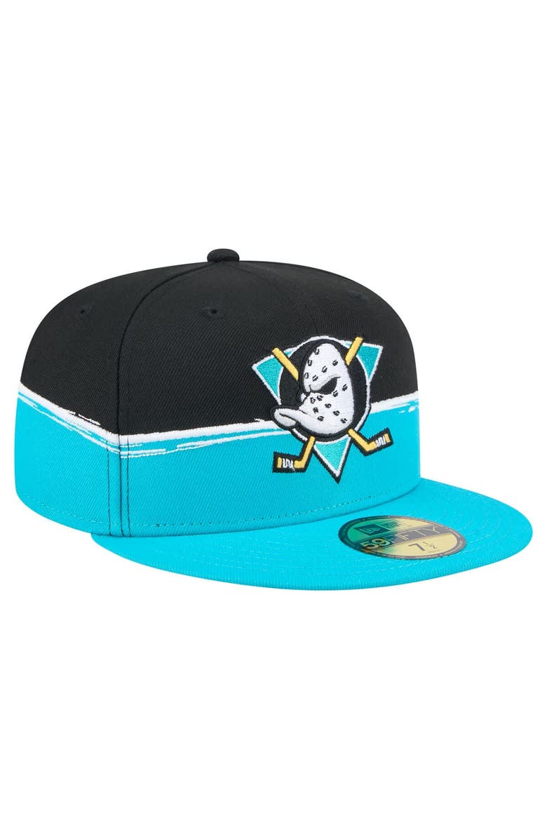 New Era Men's New Era Teal/Black Anaheim Ducks Vintage Color Dip 59FIFTY Fitted Hat, Alternate, color, 