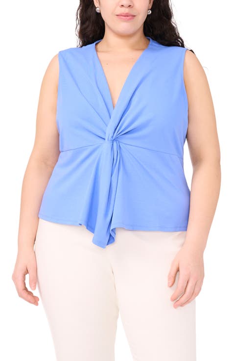 Twist Front Sleeveless Cotton Knit Top