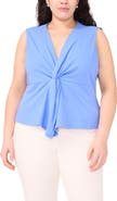 Halogen® Twist Front Sleeveless Cotton Knit Top