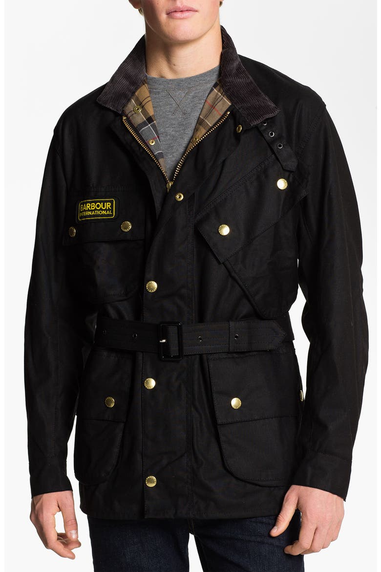 'International Original' Relaxed Fit Sylkoil Waxed Jacket, Main, color, BLACK