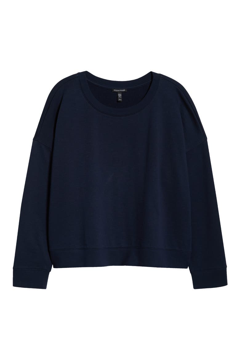 Crop Organic Cotton Sweatshirt, Alternate, color, INK