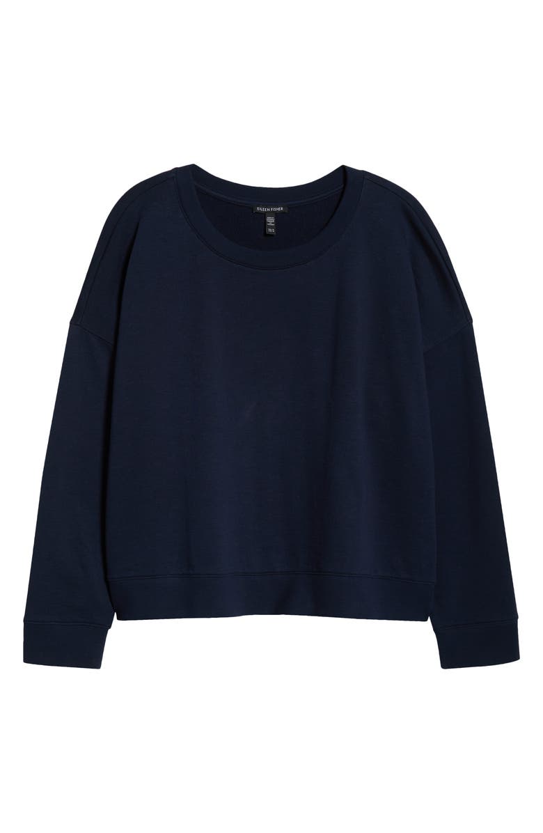 Eileen Fisher Crop Organic Cotton Sweatshirt, Alternate, color, Ink