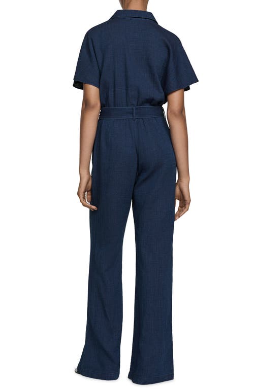 Mango Belt Long Jumpsuit Night Blue In Night Blue