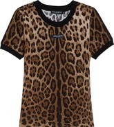 Dolce&Gabbana Leopard Jacquard Cotton Jersey T-Shirt