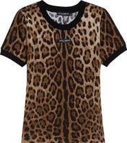 Dolce&Gabbana Leopard Jacquard Cotton Jersey T-Shirt