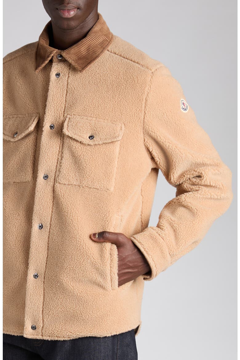 High Pile Fleece Shirt Jacket, Alternate, color, LATTE