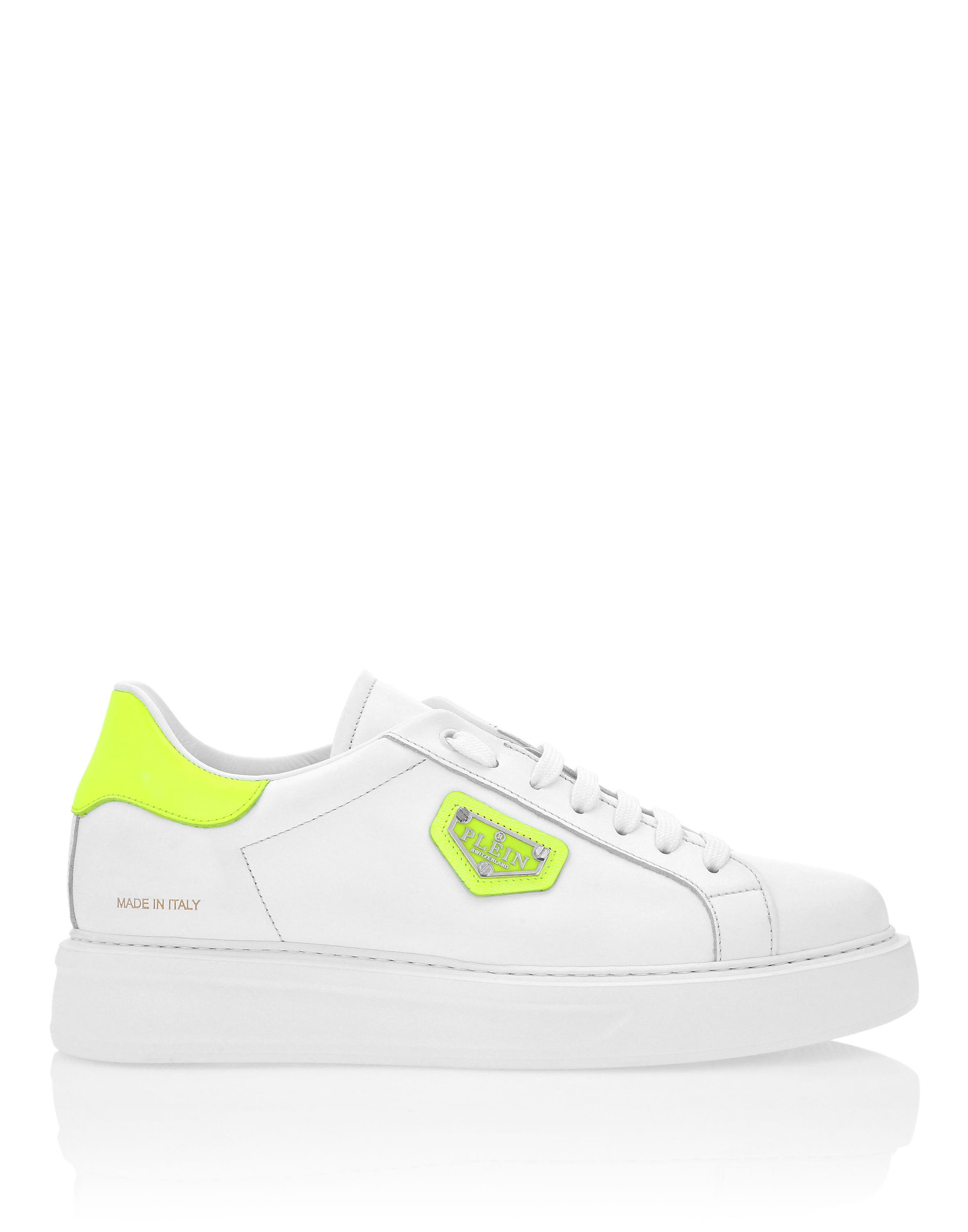 Low-Top Sneakers Titan Plein Unisex, Alternate, color, White/yellowfluo