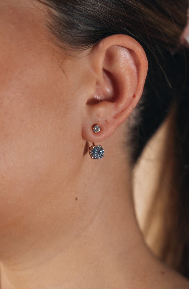 Sterling Forever Brilliant CZ Stud Jacket Earrings, Alternate, color, Gold