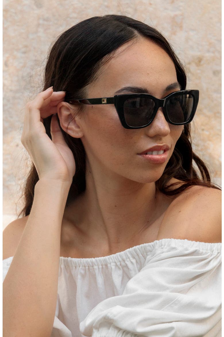 Kai 55mm Cat Eye Polarized Sunglasses, Alternate, color, BLACK LAVA / GRAY LENSES