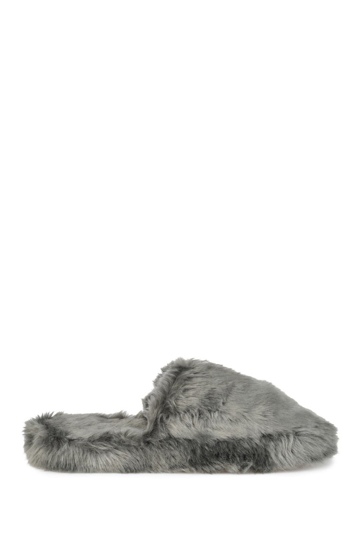 Journee Collection Cozy Faux Fur Slipper, Alternate, color, Grey