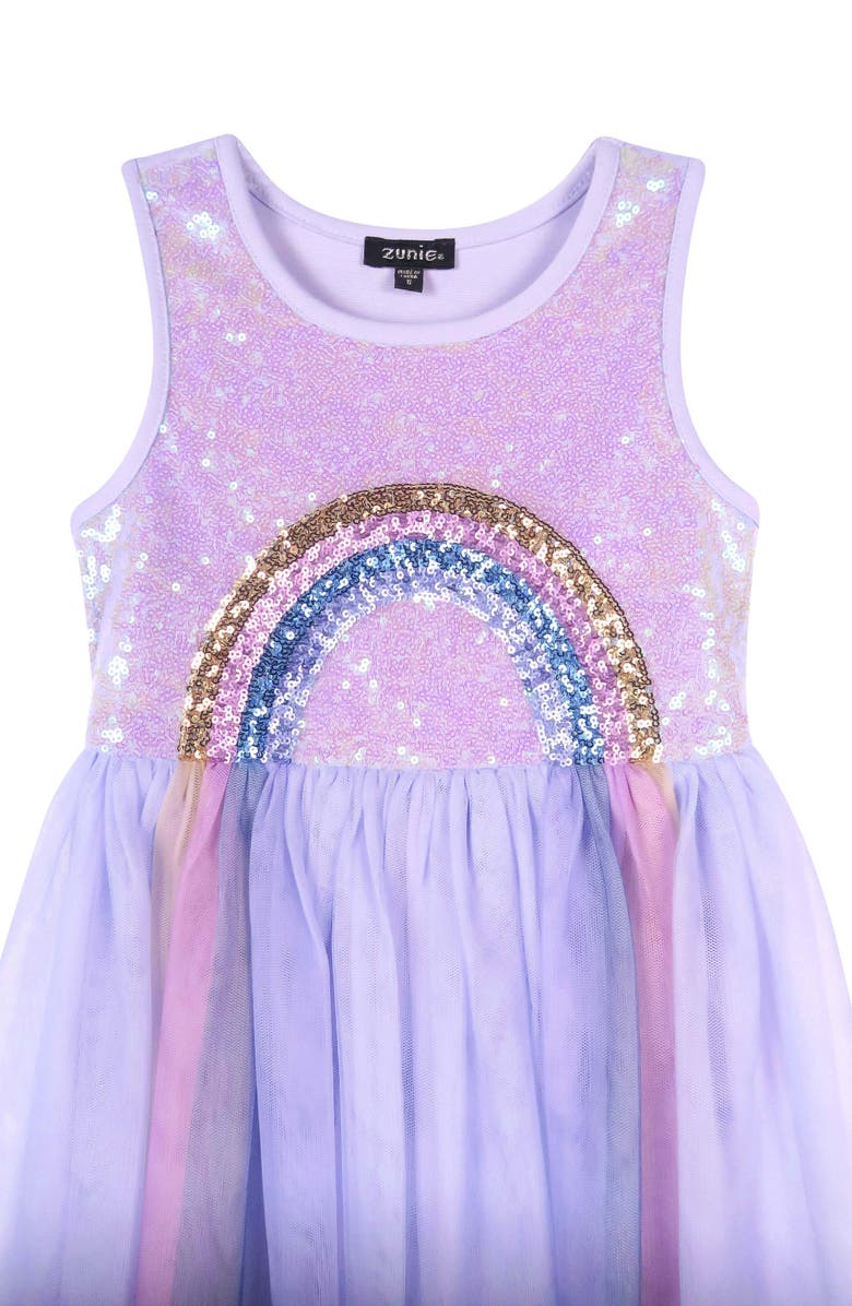 Zunie Kids' Sequin Bodice Rainbow Tutu Dress, Alternate, color, 