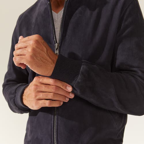 Italic Chase Suede Bomber Jacket In Camel