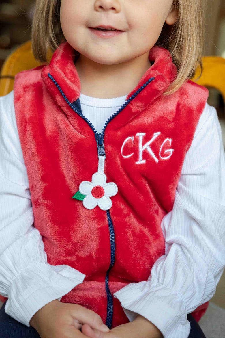 Plush Fleece Zip Up Vest, Alternate, color, Red