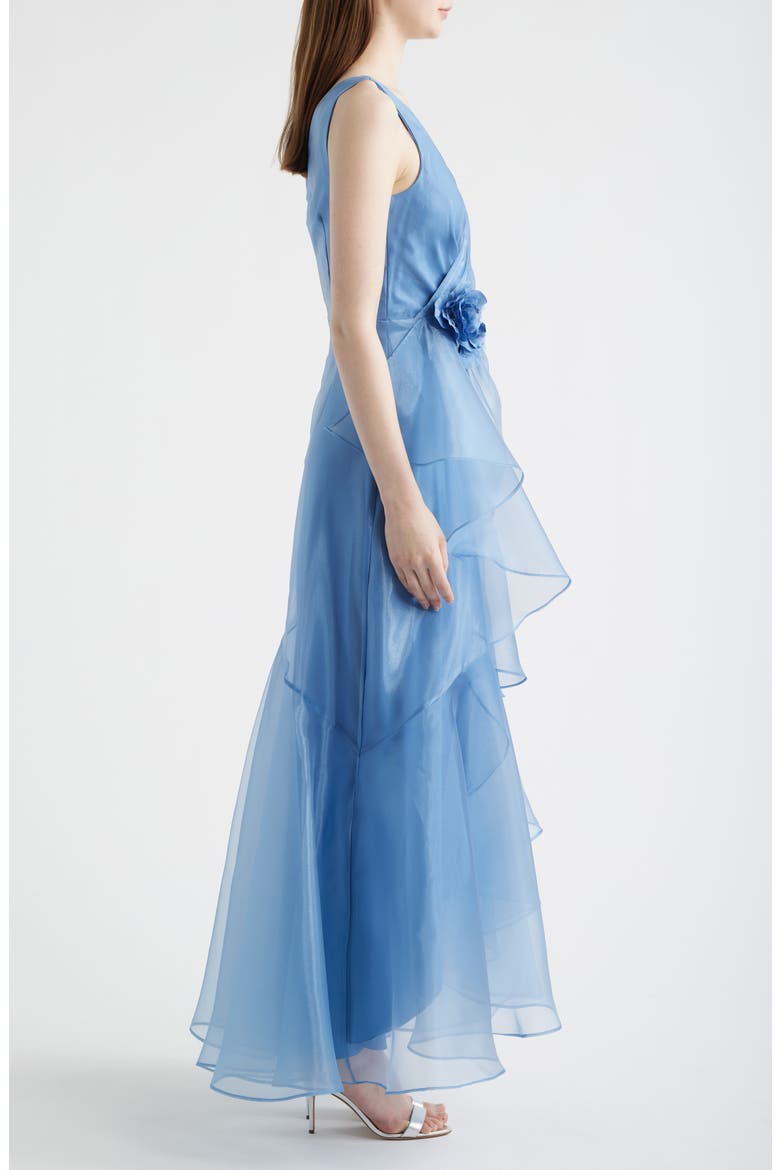 Ruffle Sleeveless Organza Gown, Alternate, color, LAKE
