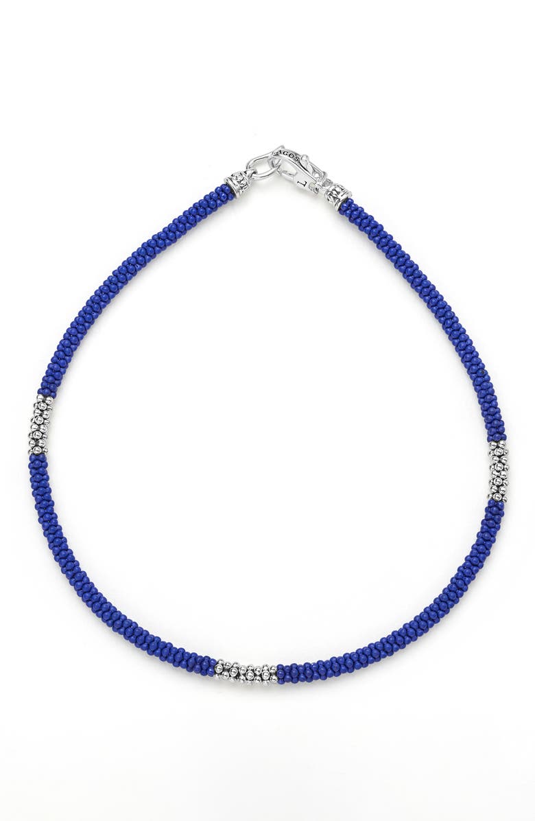 LAGOS Men's Anthem Three Station Ceramic Bracelet, Main, color, Silver