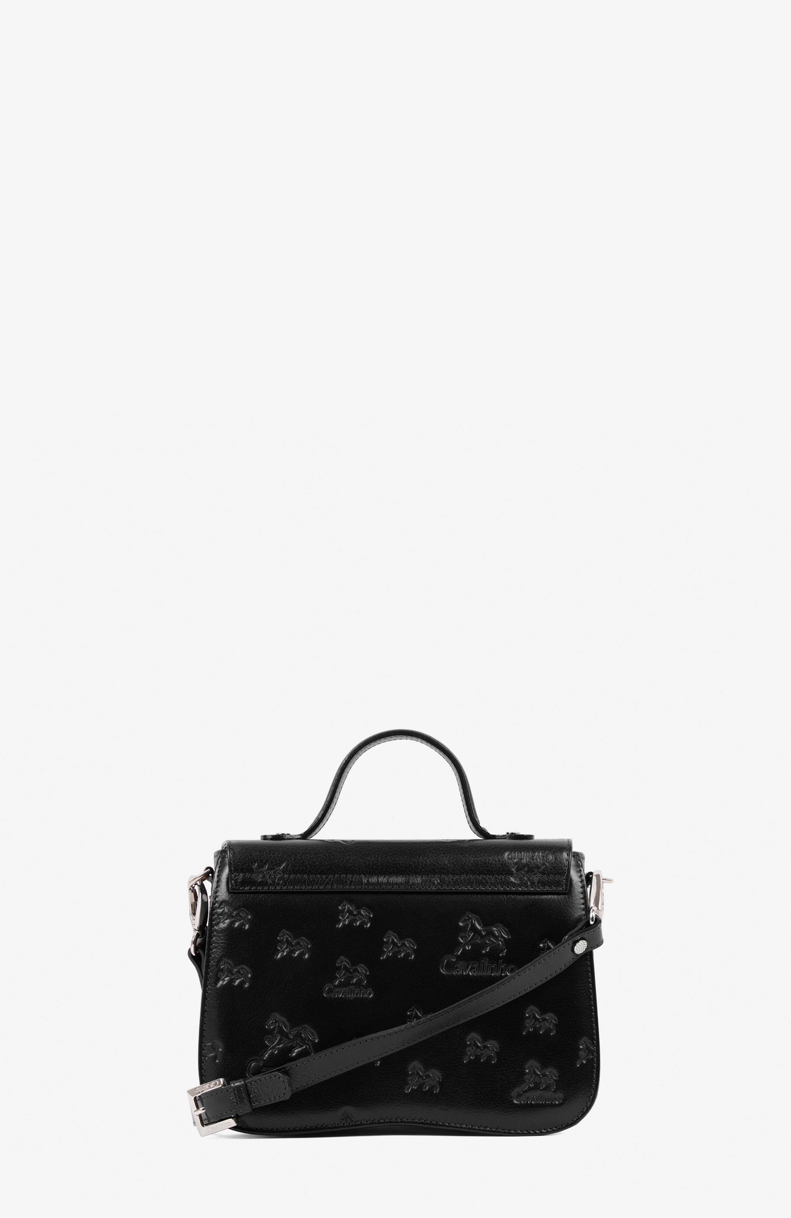 Cavalo Lusitano 600 Embossed Leather Handbag, Alternate, color, Black