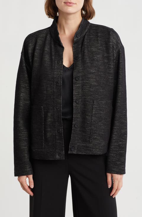 Stand Collar Organic Cotton Blend Jacket
