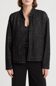 Eileen Fisher Stand Collar Organic Cotton Blend Jacket
