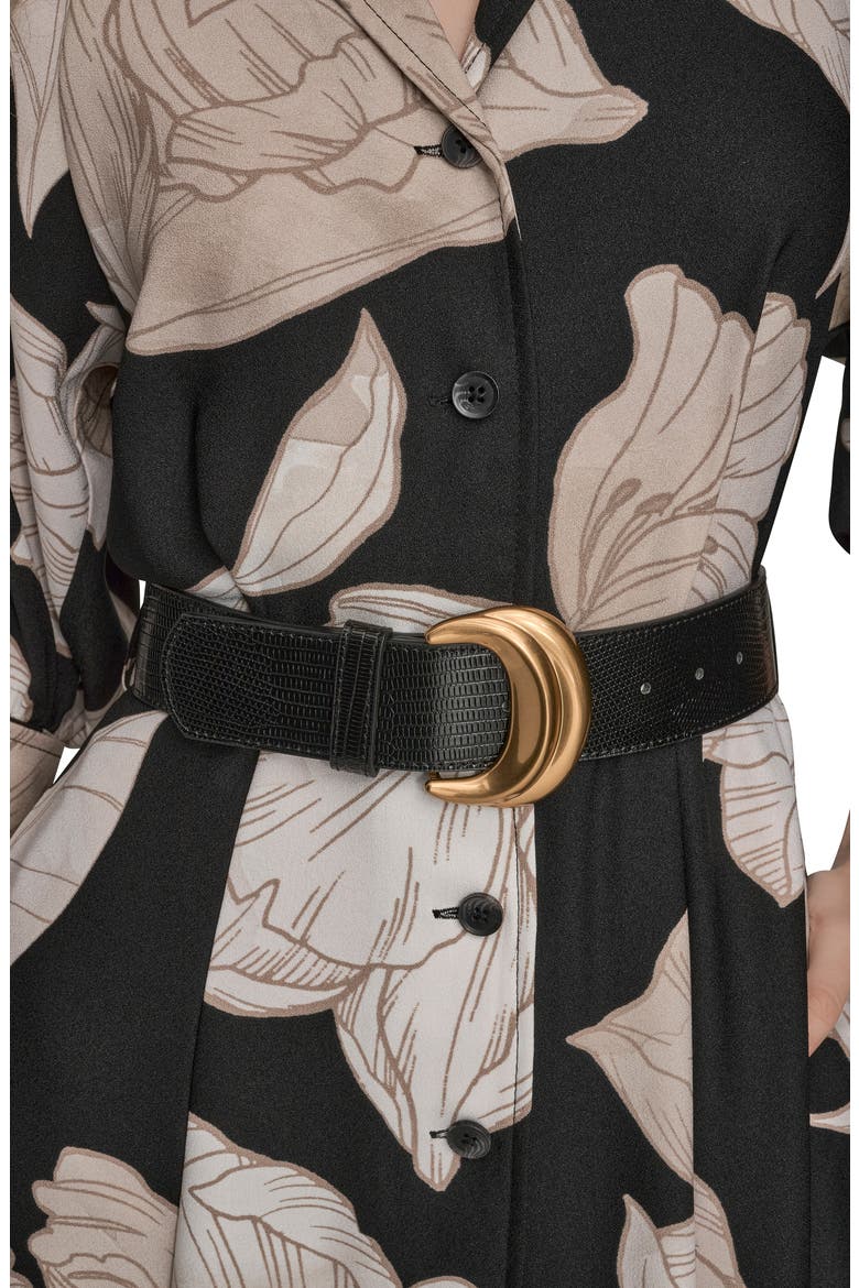 Floral Belted Shirtdress, Alternate, color, BLACK/ FAWN MULTI (H5N)