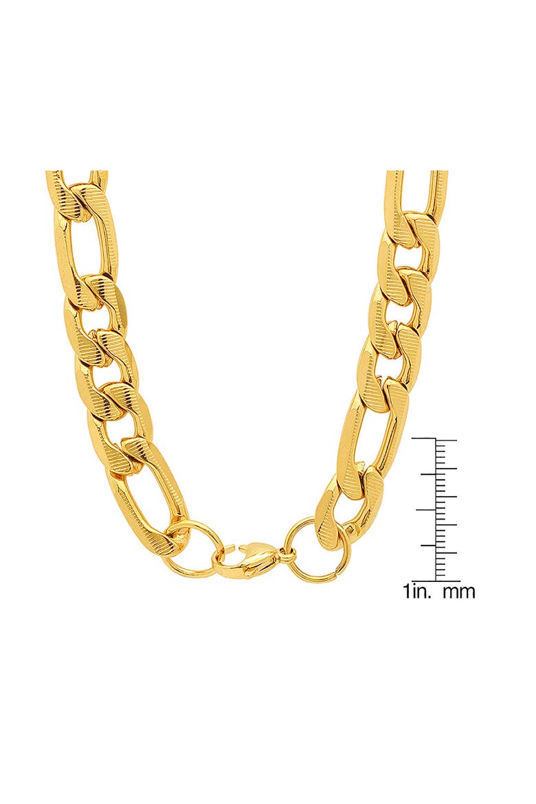 Men's Stainless Steel Figaro Link Necklace, Alternate, color, GOLD