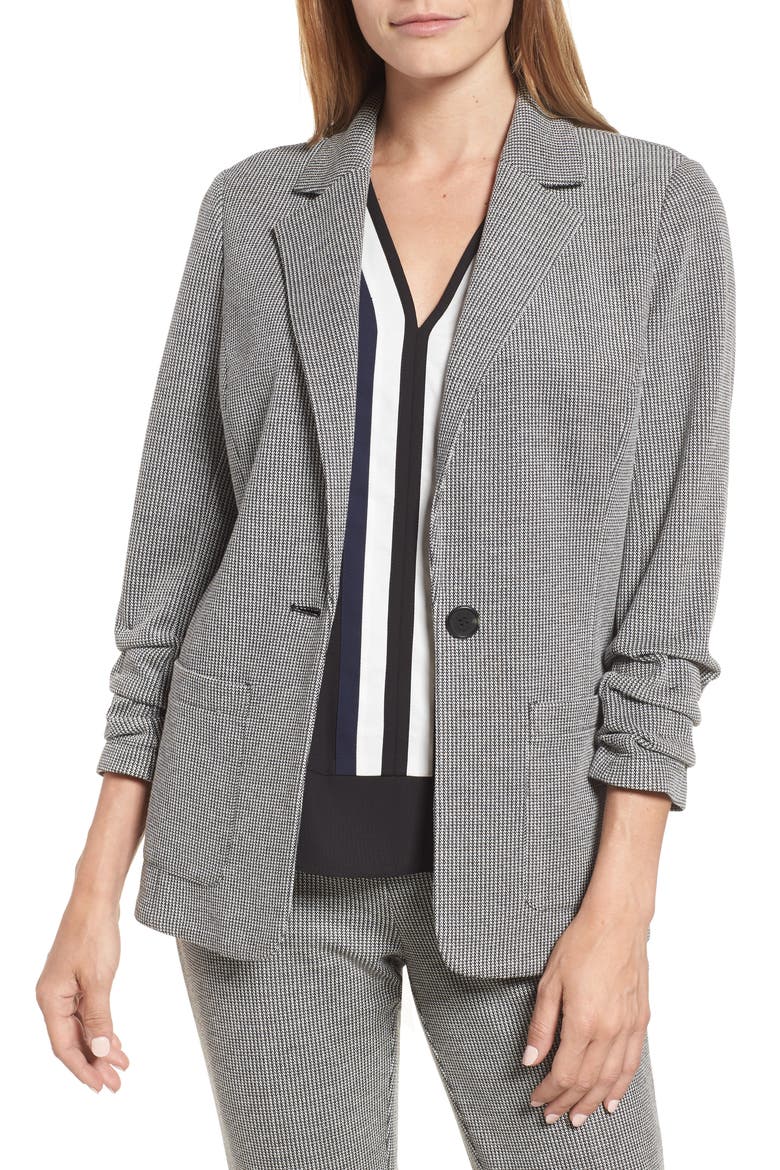 Ruched Sleeve Mini Houndstooth Jacket video