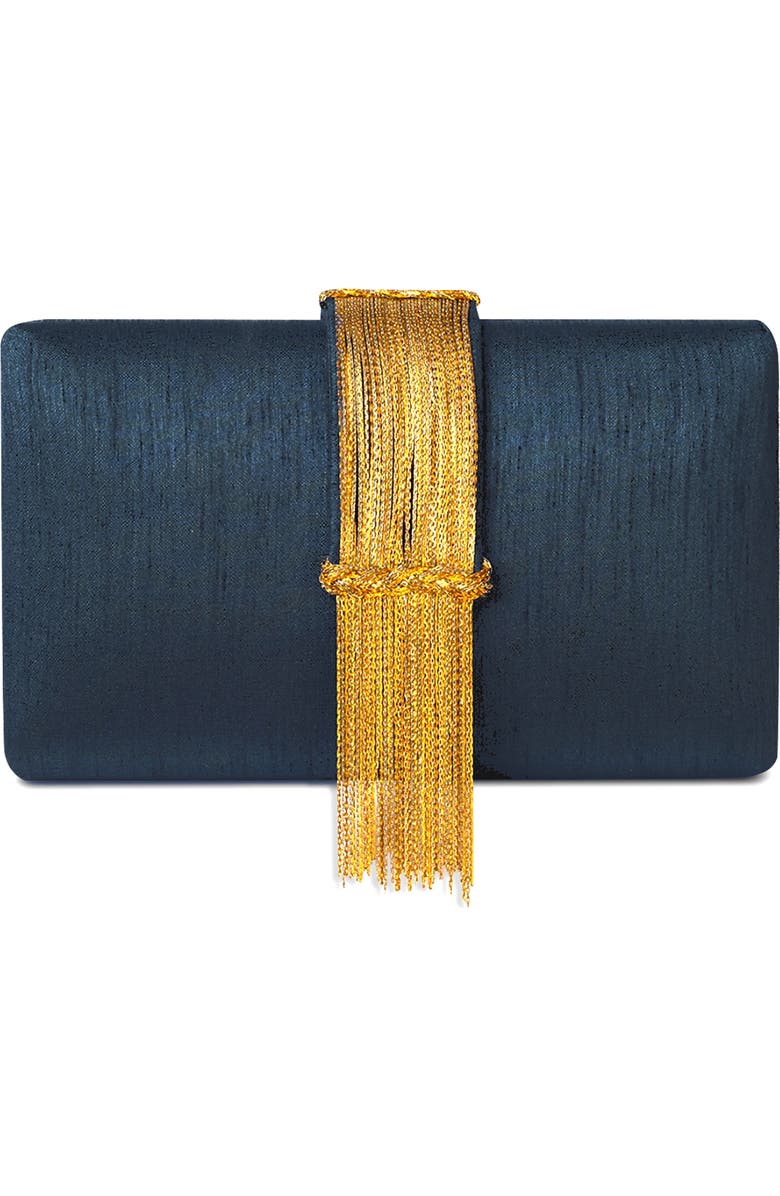 Simitri Jewel Fringe Clutch, Main, color, Teal