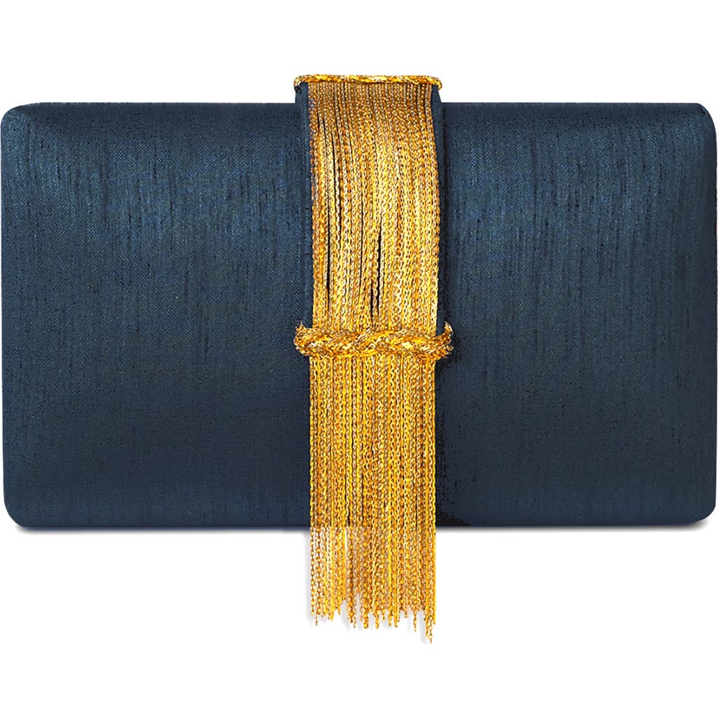 Simitri Jewel Fringe Clutch In Blue