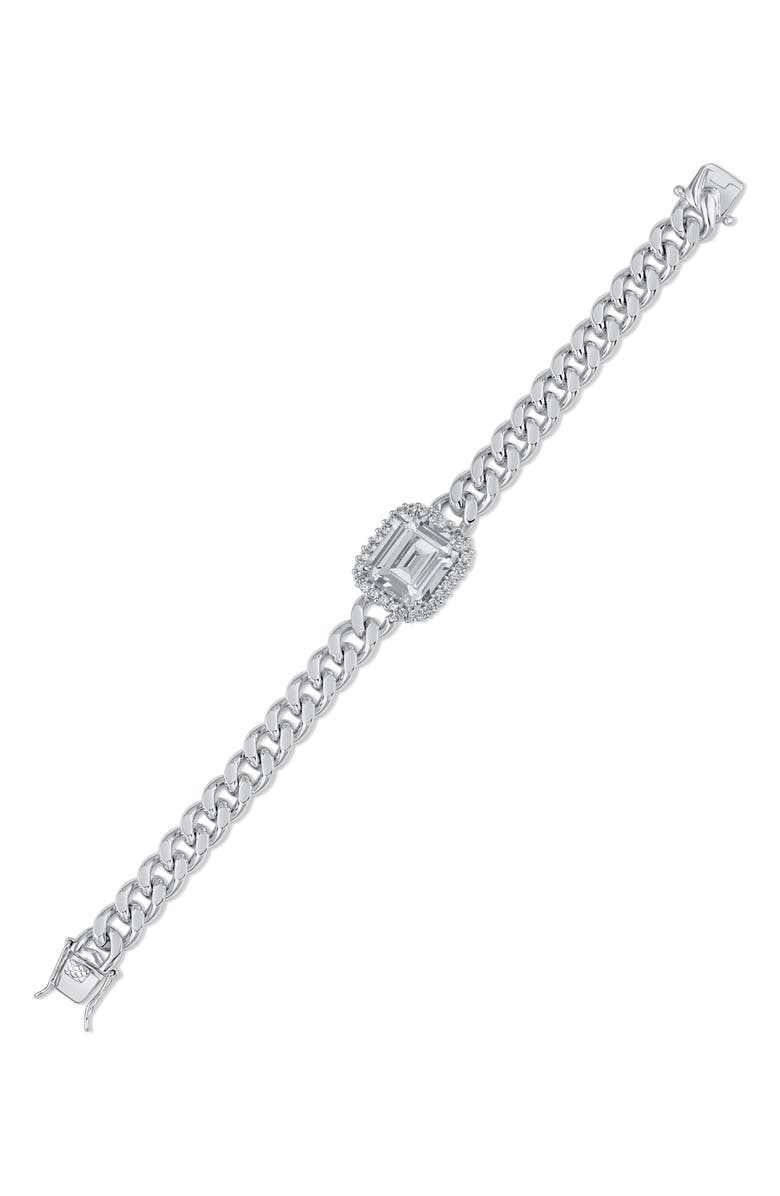CZ by Kenneth Jay Lane Curb Chain CZ Station Bracelet, Main, color,