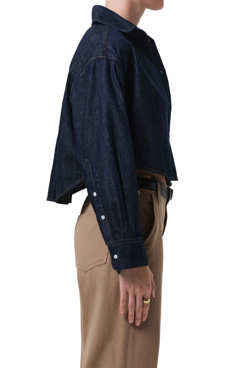 Citizens of Humanity Ana Crop Denim Button-Up Shirt, Alternate, color, Piave