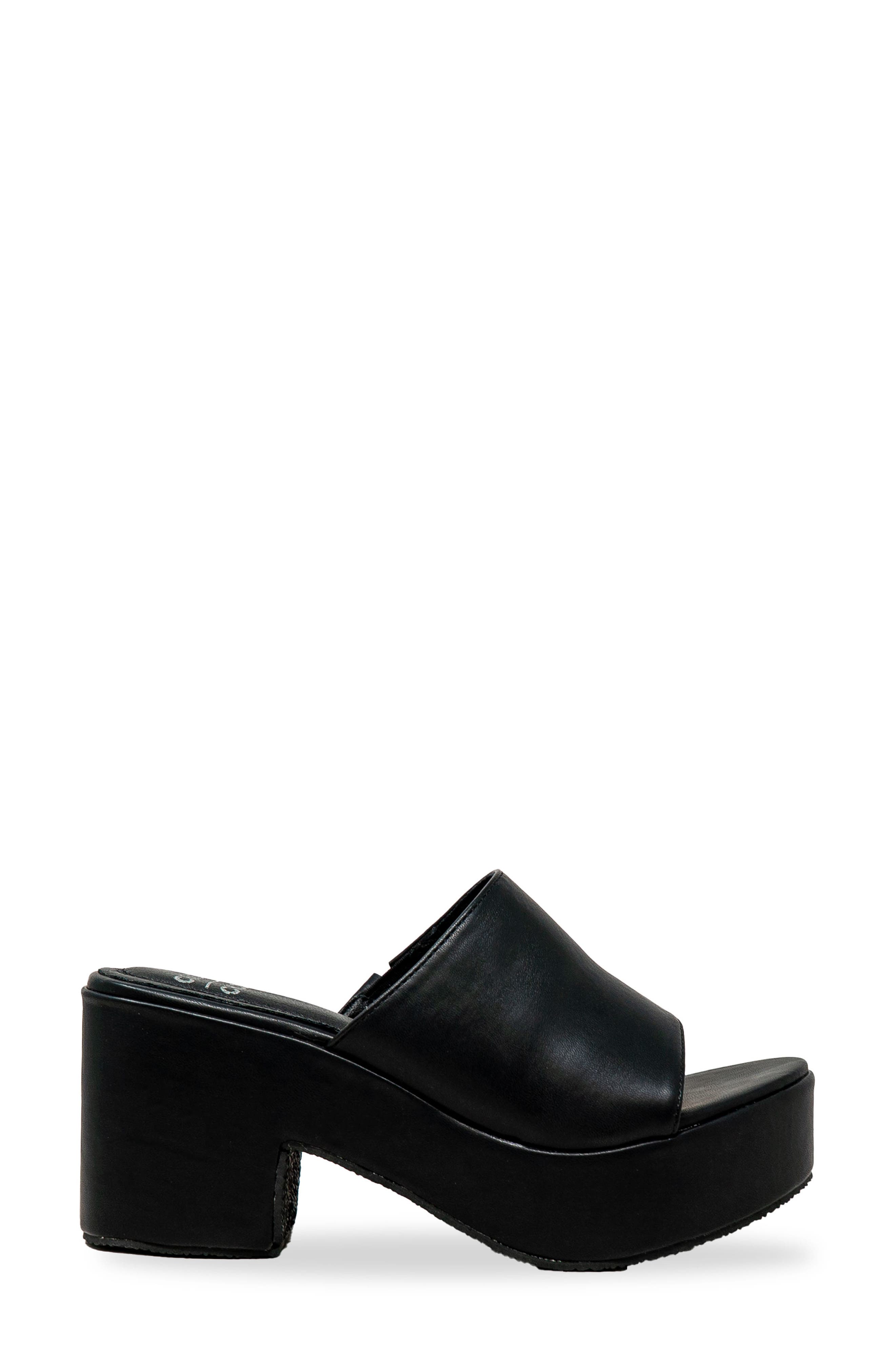 CHASE AND CHLOE Nelly Platform Slide Sandal, Alternate, color, Black Pu