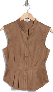 Bagatelle Fitted Waist Faux Suede Top