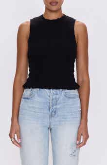 Pistola Phoebe Sleeveless Smocked Stretch Cotton Tank