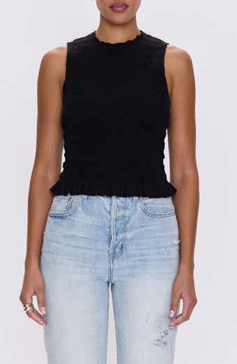 Pistola Phoebe Sleeveless Smocked Stretch Cotton Tank