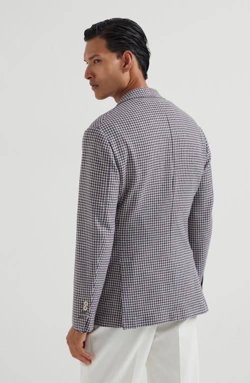 Brunello Cucinelli Houndstooth Deconstructed Blazer In Gray