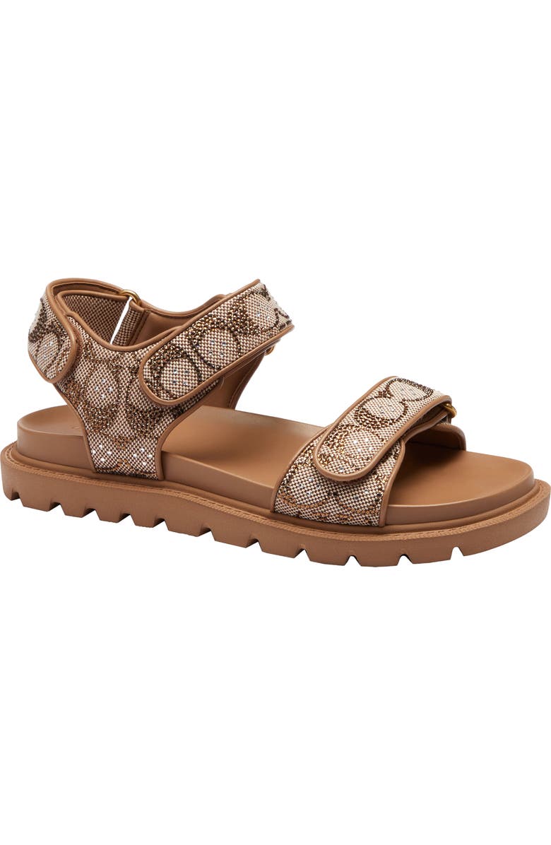 COACH Brynn Crystal Signature Canvas Sandal, Main, color, Tan