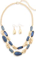 Tasha Pebble Link Collar Necklace & Earrings Set