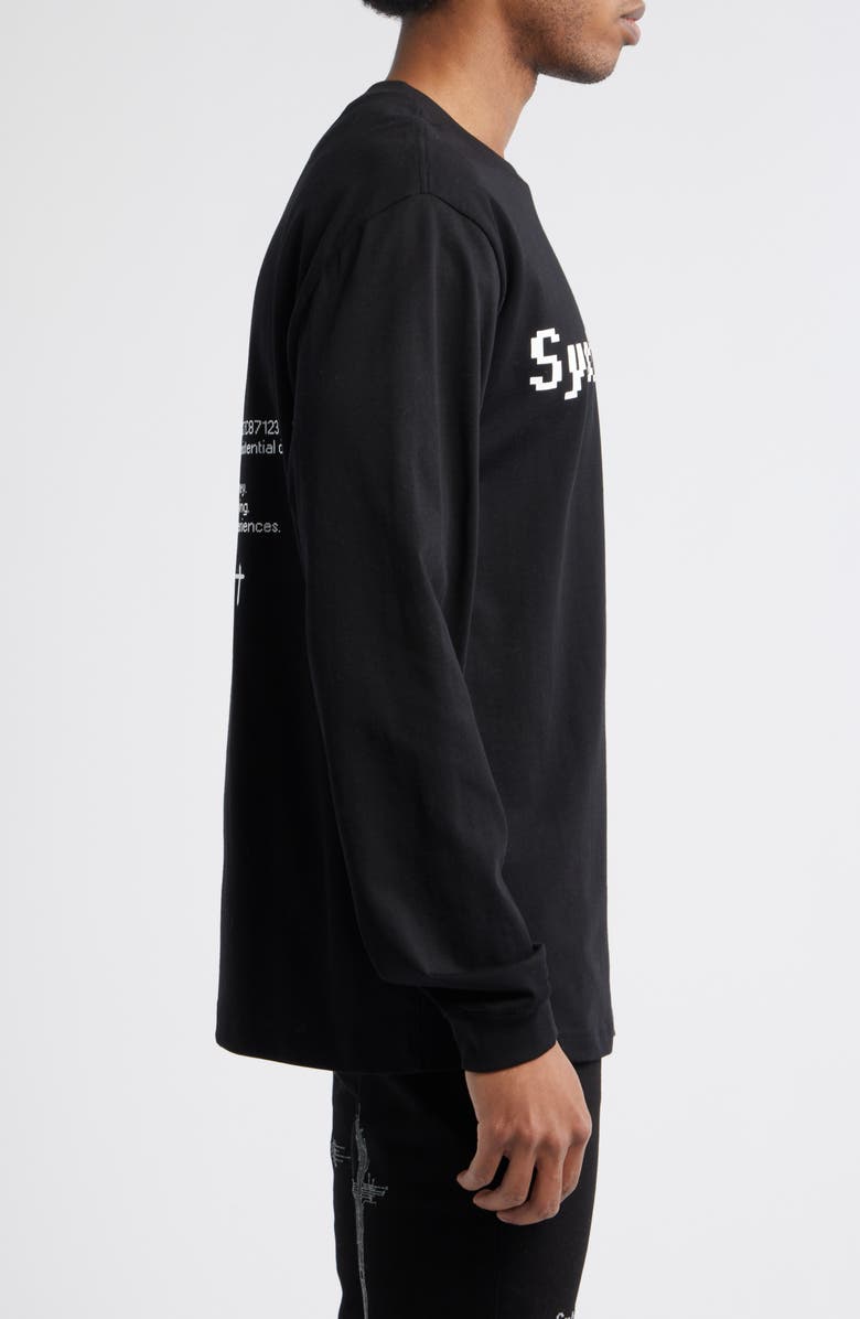 RtA Lawrence Black System Error Long Sleeve Cotton Graphic T-Shirt, Alternate, color, Black System Error