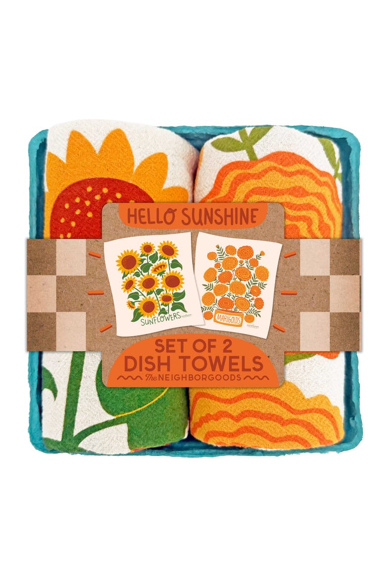 HELLO SUNSHINE - Dish Towel Set of 2, Main, color, No Color