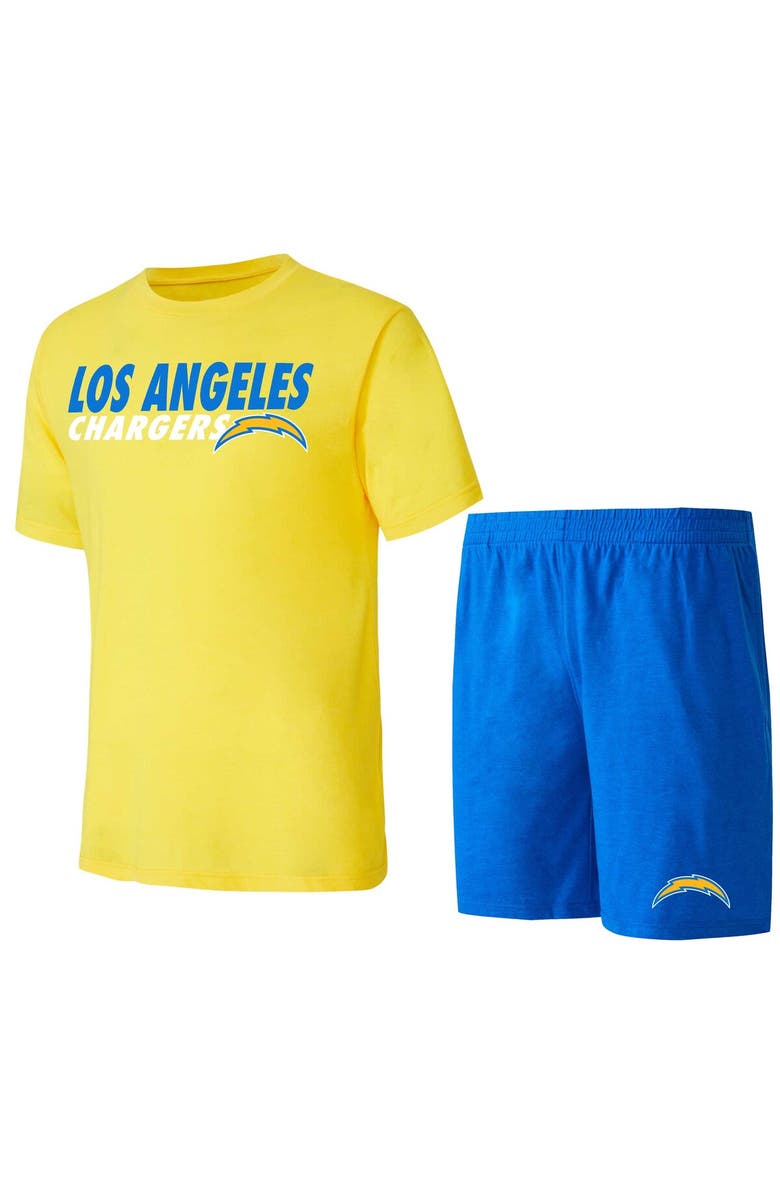 CONCEPTS SPORT Men's Concepts Sport Powder Blue/Gold Los Angeles Chargers Meter T-Shirt & Shorts Sleep Set, Main, color, 