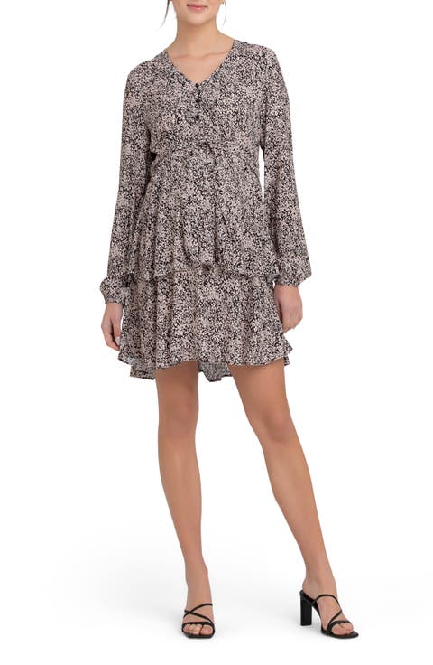Florence Tiered Long Sleeve Floral Maternity/Nursing Dress